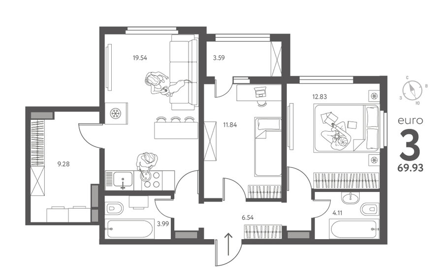 69,9 м², 2-комнатная квартира 7 202 790 ₽ - изображение 51