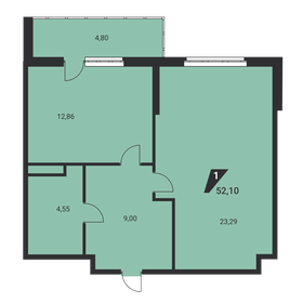 Квартира 52,1 м², 1-комнатная - изображение 2