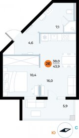 44,4 м², 1-комнатные апартаменты 13 690 711 ₽ - изображение 15