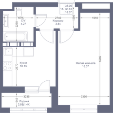 Квартира 38,1 м², 1-комнатная - изображение 2