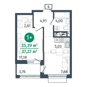 34,7 м², 1-комнатная квартира 6 900 000 ₽ - изображение 61