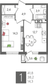 41,6 м², 1-комнатная квартира 10 196 160 ₽ - изображение 37