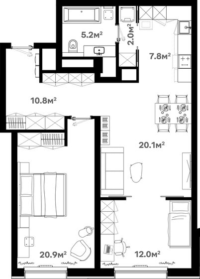 80,6 м², 2-комнатная квартира 12 170 600 ₽ - изображение 1