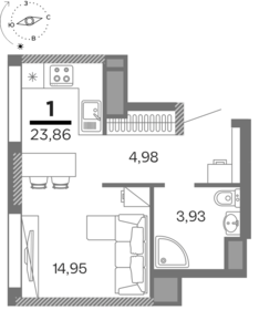 Квартира 23,9 м², 1-комнатная - изображение 1