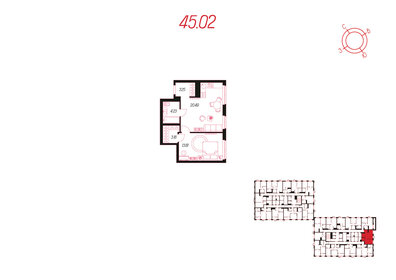 44,1 м², 1-комнатная квартира 5 650 000 ₽ - изображение 14