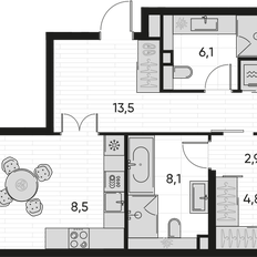 Квартира 95,3 м², 3-комнатная - изображение 2
