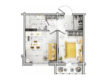 43,6 м², 2-комнатная квартира 4 250 000 ₽ - изображение 82