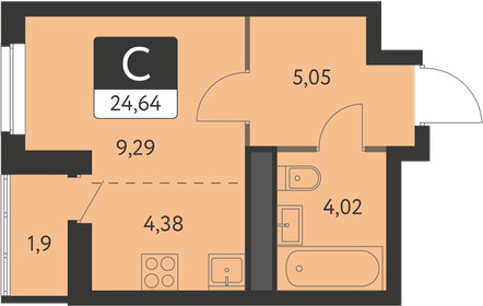 23,4 м², квартира-студия 3 463 000 ₽ - изображение 23