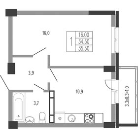 Квартира 35,5 м², 1-комнатная - изображение 1