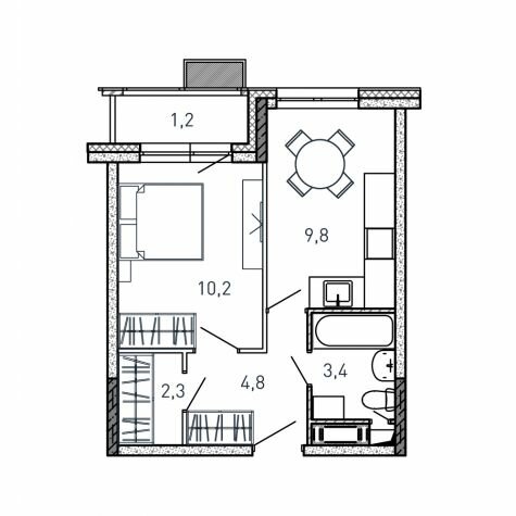 31,7 м², 1-комнатная квартира 6 023 000 ₽ - изображение 1