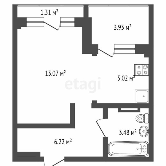 31,7 м², 1-комнатная квартира 3 700 000 ₽ - изображение 42