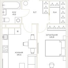 Квартира 43,1 м², 1-комнатная - изображение 2