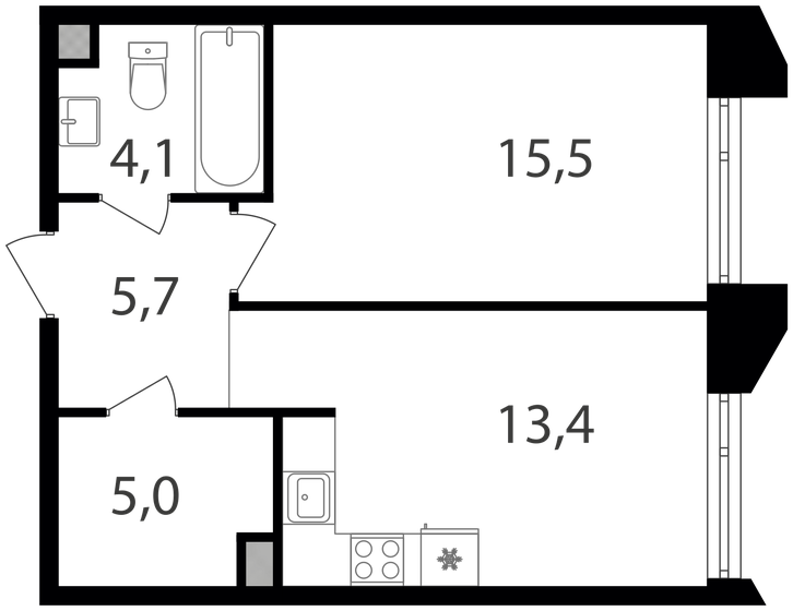 43,7 м², 1-комнатная квартира 20 241 840 ₽ - изображение 1