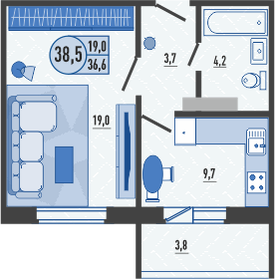 40,1 м², 1-комнатная квартира 3 412 510 ₽ - изображение 12