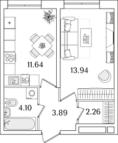 35,9 м², 1-комнатная квартира 5 362 000 ₽ - изображение 53