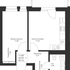Квартира 45,1 м², 1-комнатная - изображение 3