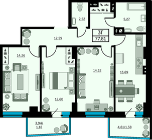 76,6 м², 3-комнатная квартира 9 503 360 ₽ - изображение 18