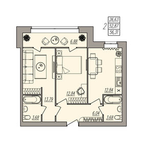 55,4 м², 2-комнатная квартира 7 084 800 ₽ - изображение 33