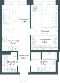 Квартира 56,2 м², 1-комнатная - изображение 2