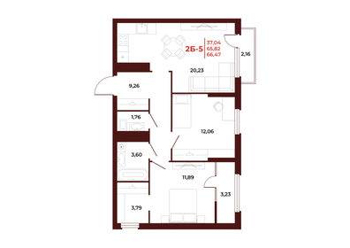 66,7 м², 2-комнатная квартира 7 073 380 ₽ - изображение 22