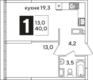 Квартира 40 м², 1-комнатная - изображение 2