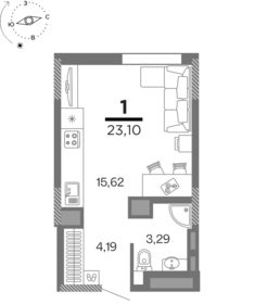 30,2 м², 1-комнатная квартира 2 200 000 ₽ - изображение 67