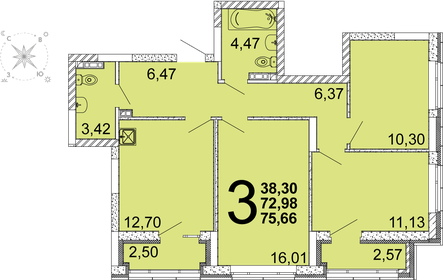 76,8 м², 3-комнатная квартира 9 249 999 ₽ - изображение 87