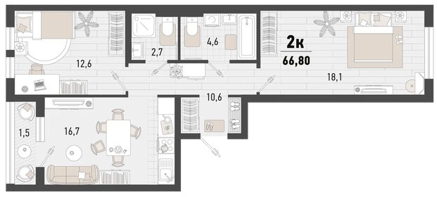 68,3 м², 2-комнатная квартира 15 715 830 ₽ - изображение 12