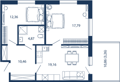 71,5 м², 2-комнатные апартаменты 25 745 972 ₽ - изображение 41