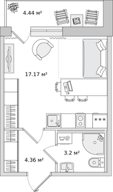 24,1 м², квартира-студия 4 999 000 ₽ - изображение 6