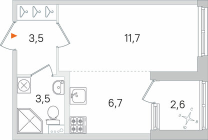 Квартира 26,7 м², студия - изображение 1