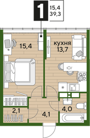 37,3 м², 1-комнатная квартира 7 635 310 ₽ - изображение 30