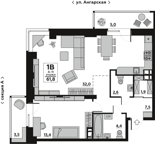 98 м², 3-комнатная квартира 17 150 000 ₽ - изображение 101