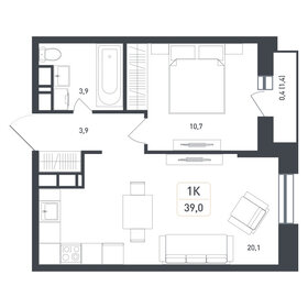 38,2 м², 1-комнатная квартира 6 900 000 ₽ - изображение 35