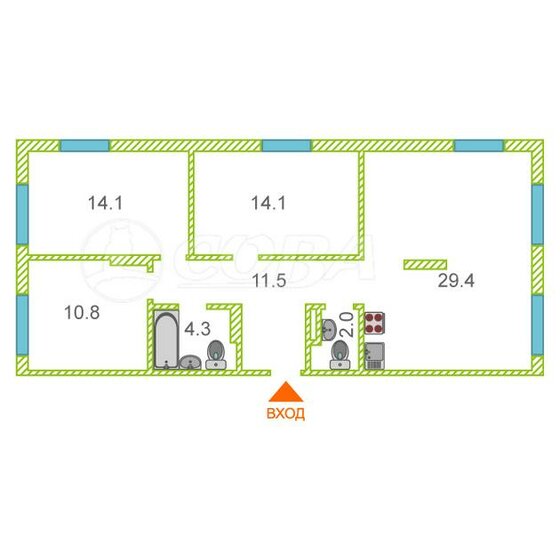 86,6 м², 3-комнатная квартира 12 200 000 ₽ - изображение 1