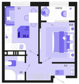 35,2 м², 1-комнатная квартира 5 216 640 ₽ - изображение 9