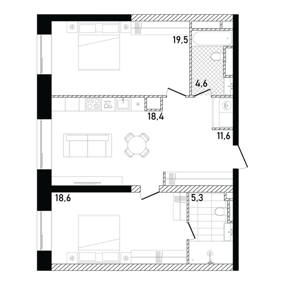 77,6 м², 2-комнатная квартира 51 824 516 ₽ - изображение 1