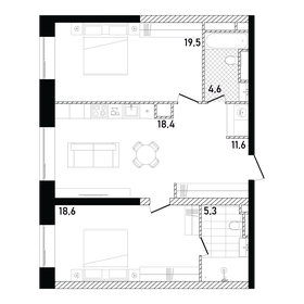 Квартира 77,6 м², 2-комнатная - изображение 1