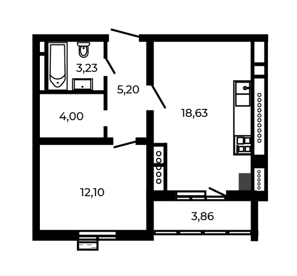 45,1 м², 1-комнатная квартира 9 018 000 ₽ - изображение 1