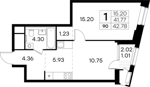 39,7 м², 1-комнатная квартира 10 999 999 ₽ - изображение 43