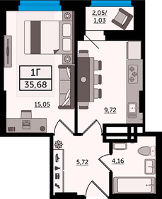 35,7 м², 1-комнатная квартира 5 173 600 ₽ - изображение 29