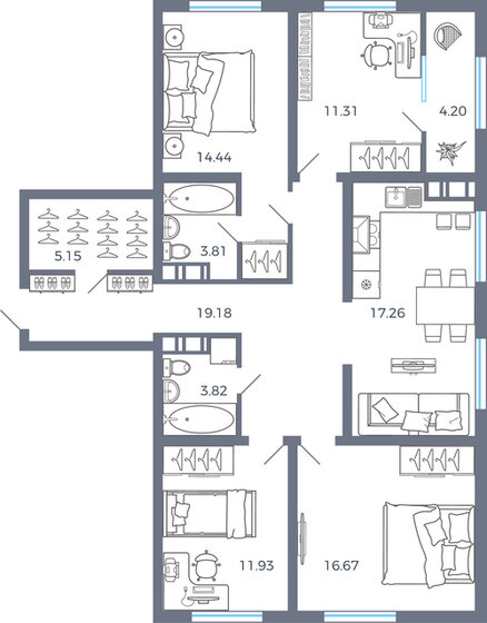 107,8 м², 4-комнатная квартира 12 108 388 ₽ - изображение 1