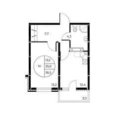 Квартира 36,5 м², 1-комнатная - изображение 2