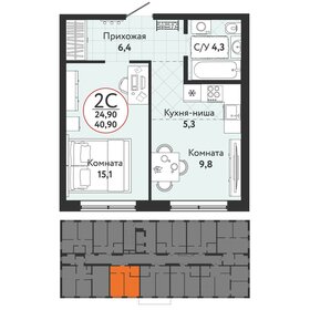 Квартира 40,9 м², 2-комнатная - изображение 2