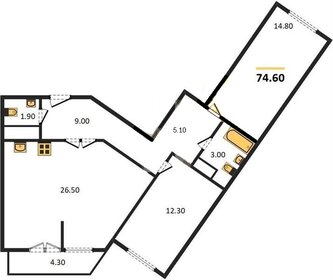 Квартира 75 м², 2-комнатная - изображение 4