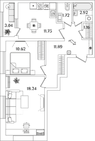 63,1 м², 2-комнатная квартира 16 900 000 ₽ - изображение 77