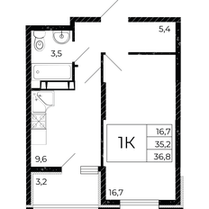 Квартира 36,8 м², 1-комнатная - изображение 2