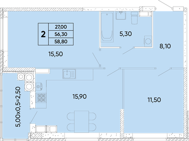 59,1 м², 2-комнатная квартира 6 944 250 ₽ - изображение 32