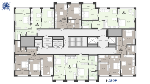 64,2 м², 2-комнатная квартира 6 450 000 ₽ - изображение 76