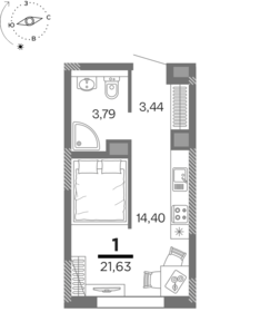 Квартира 21,6 м², 1-комнатная - изображение 1